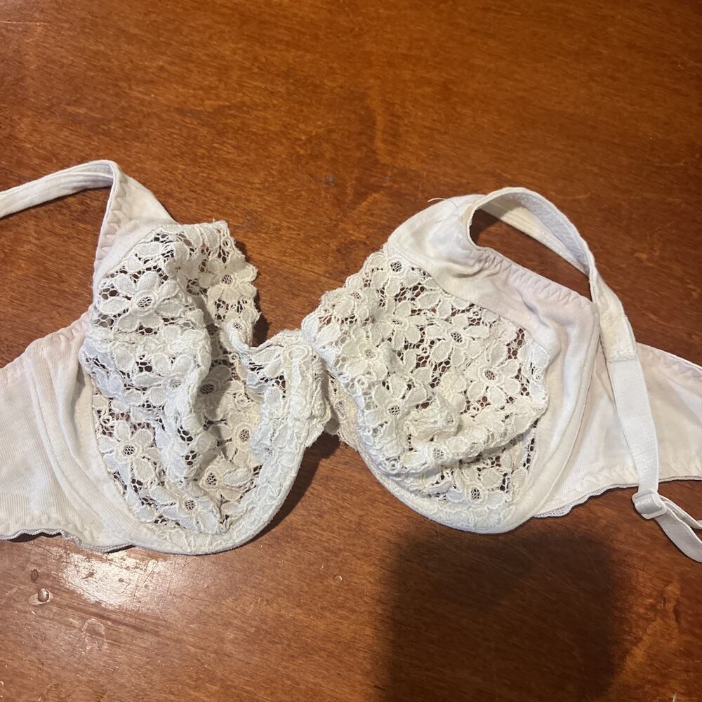 Maidenform Cotton Couture Bra 100% Cotton White Lace Cups 34C Underwire - Picture 5 of 10